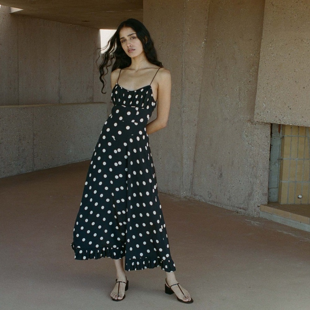 Doen Rosario silk ruched bust slip maxi dress